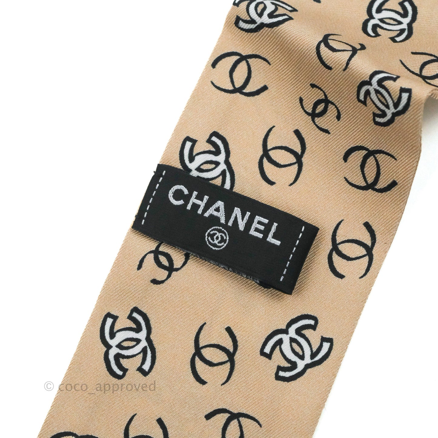 Chanel CC Silk Twilly In Beige & Pink