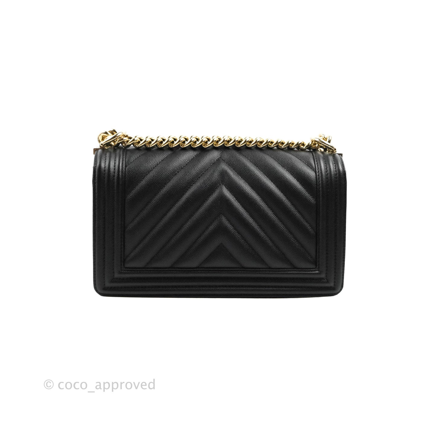 Chanel Chevron Medium Boy Black Caviar Gold Hardware