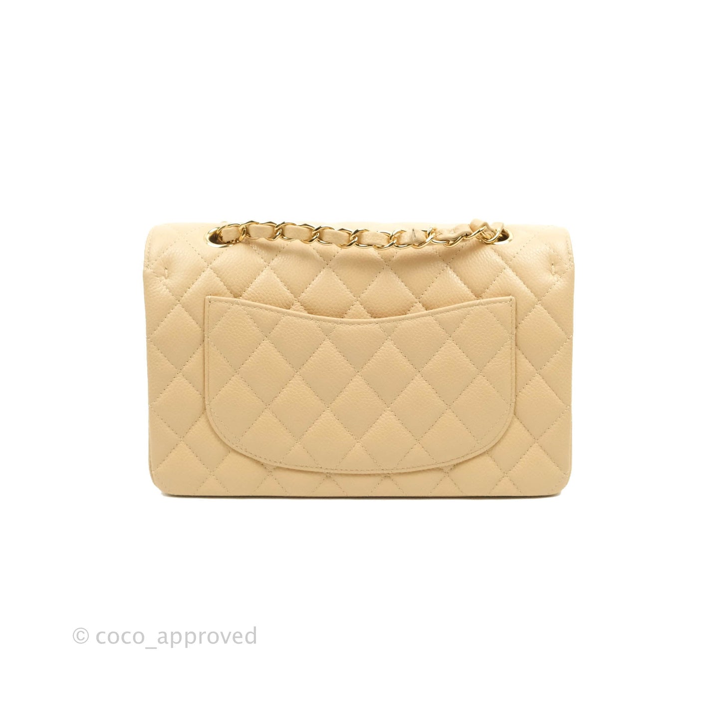 Chanel S/M Small Classic Quilted Flap Beige Caviar Gold Hardware