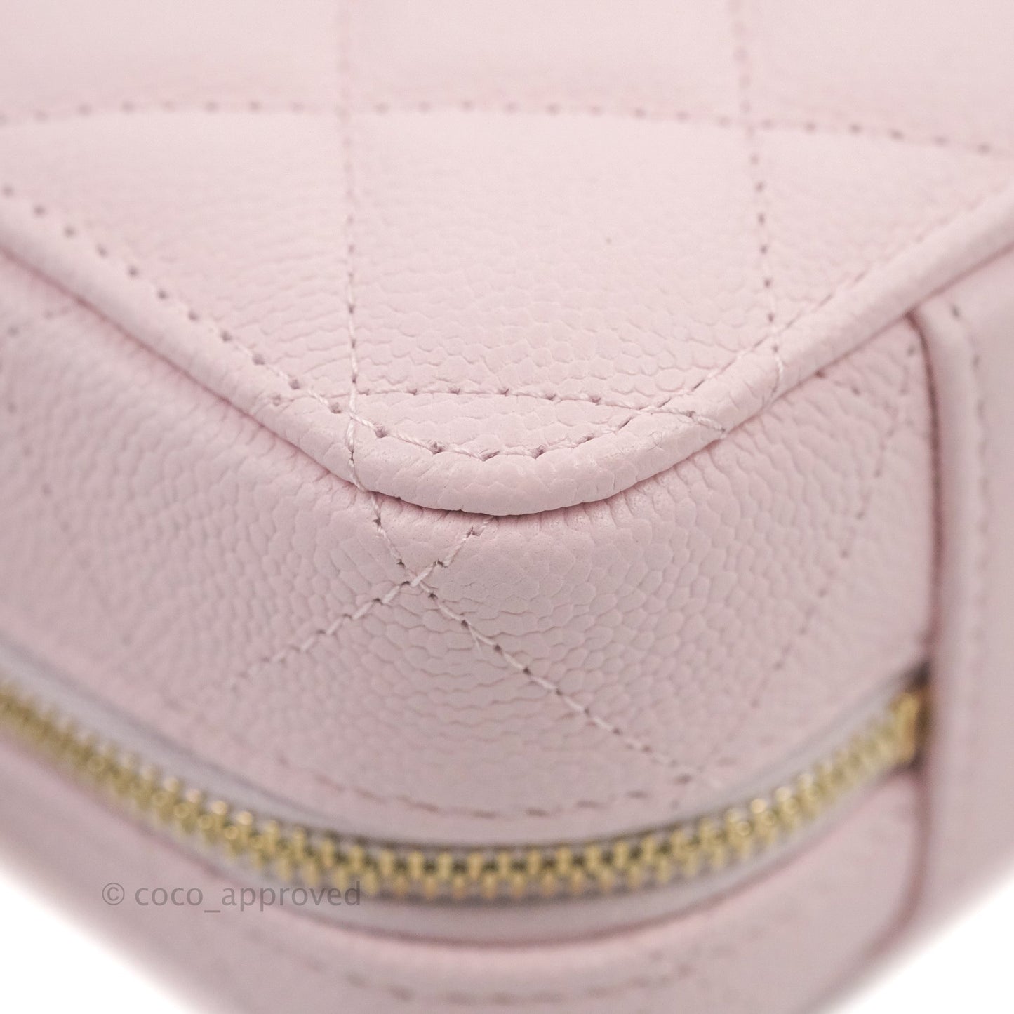 Chanel Quilted Top Handle Vanity Case Caviar Light Pink Gold Hardware