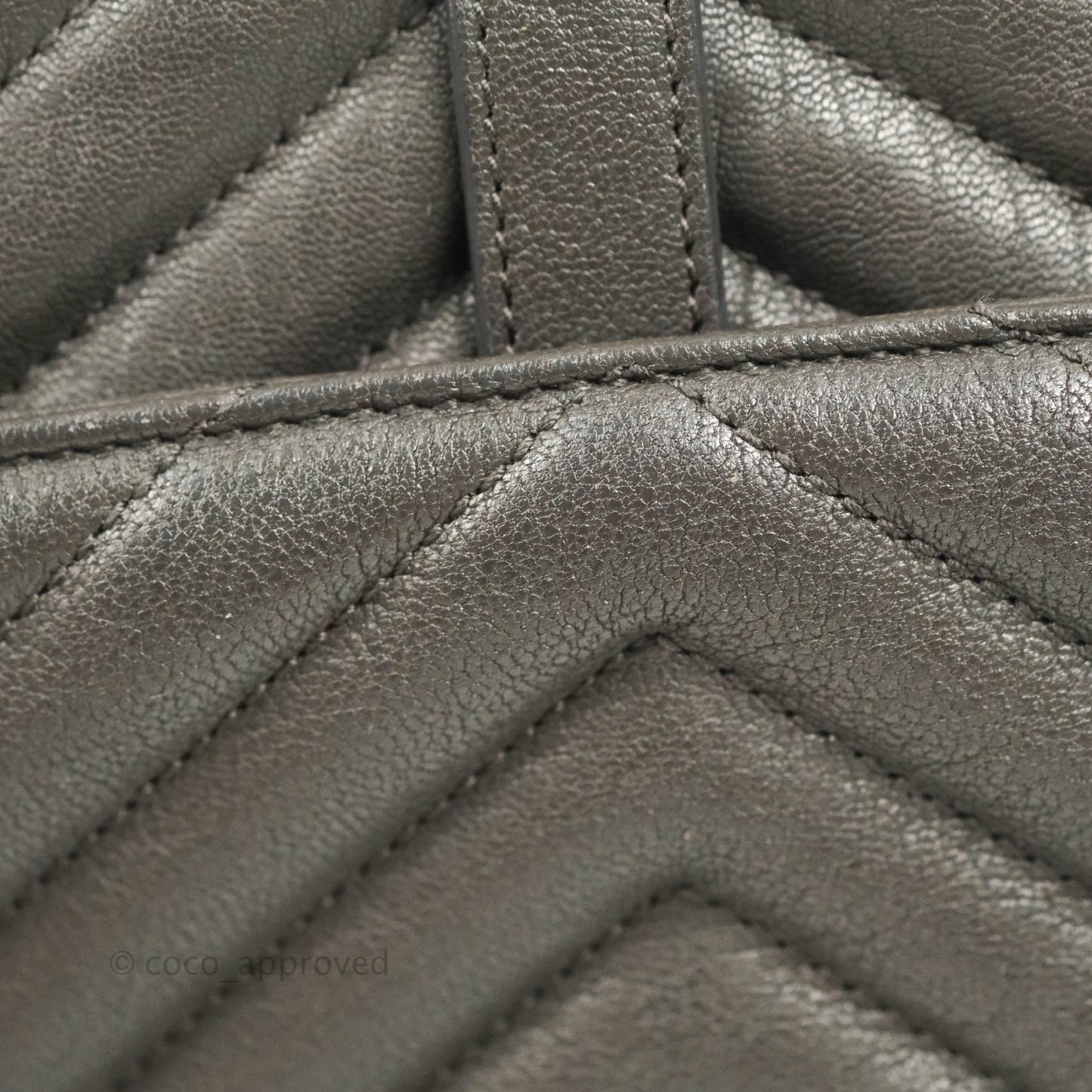 Saint Laurent Chevron Medium College Grey Chain Bag Ruthenium Hardware