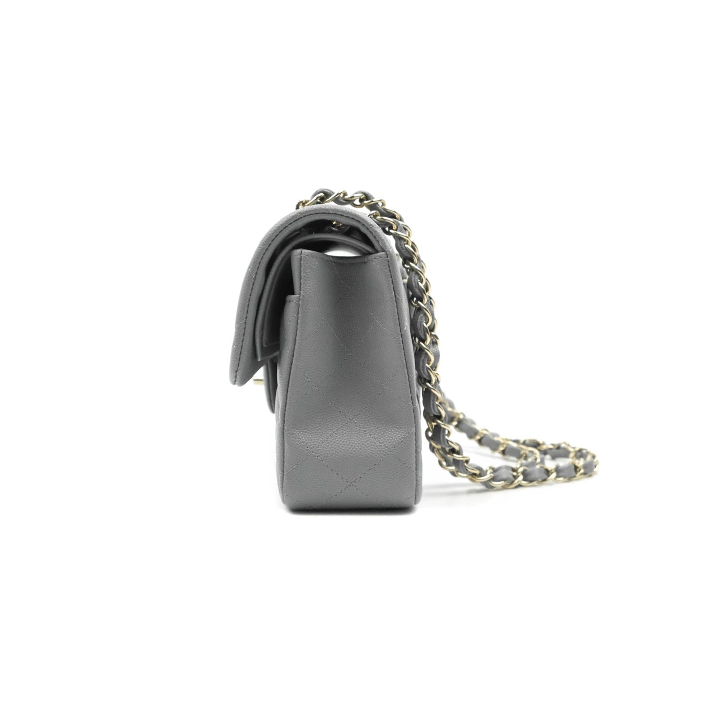 Chanel Classic Small S/M Quilted Flap Grey Caviar Gold Hardware 20C