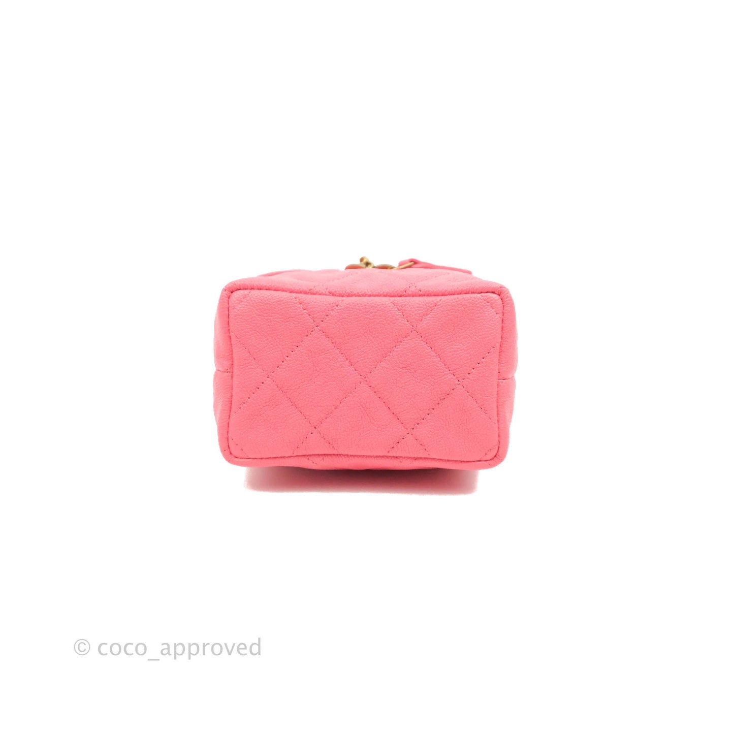 Chanel Quilted Mini Top Handle Vanity With Chain Pink Caviar Aged Gold Hardware