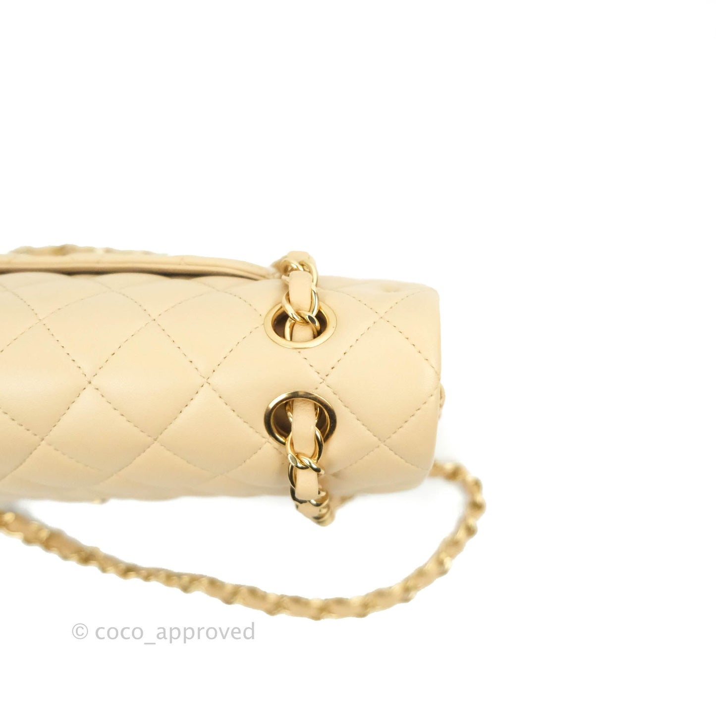 Chanel Classic M/L Medium Flap Quilted Beige Lambskin Gold Hardware