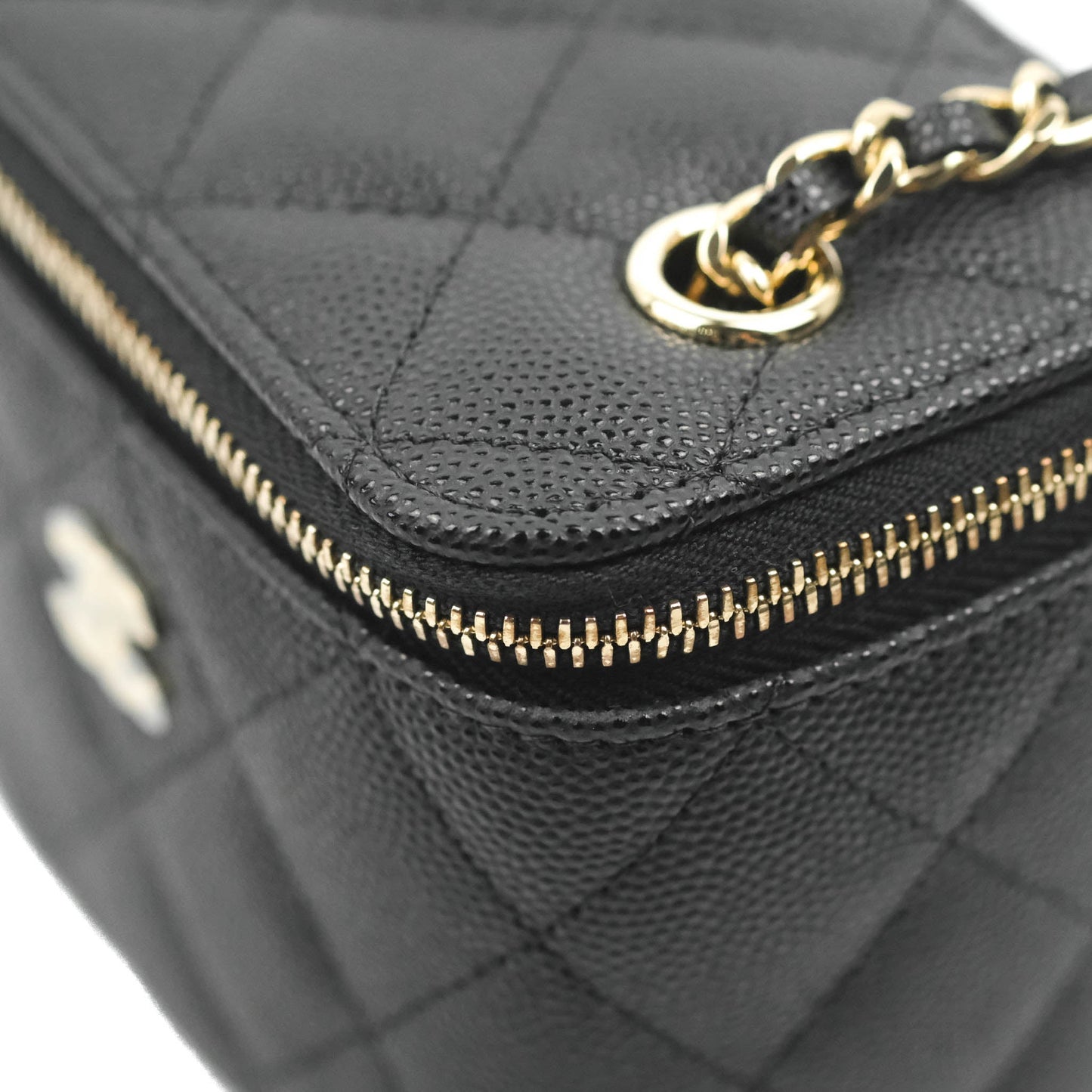 Chanel Mini Vanity With Chain Black Caviar Gold Hardware