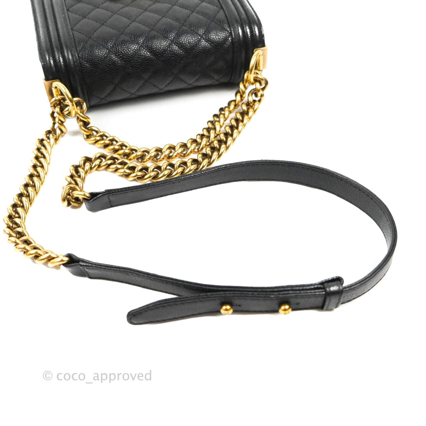 Chanel Quilted Small Boy Black Caviar Aged Gold Hardware