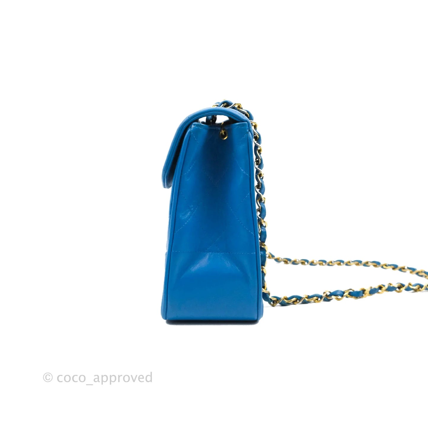 Chanel Vintage Trapezoid Flap Bag Blue Lambskin 24K Gold Hardware