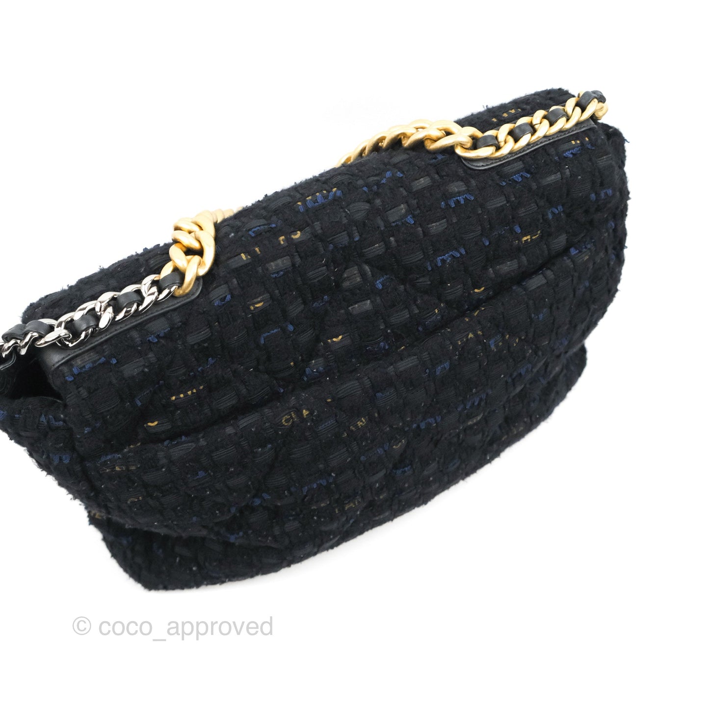 Chanel 19 Maxi Flap Bag Black Tweed Mixed Hardware