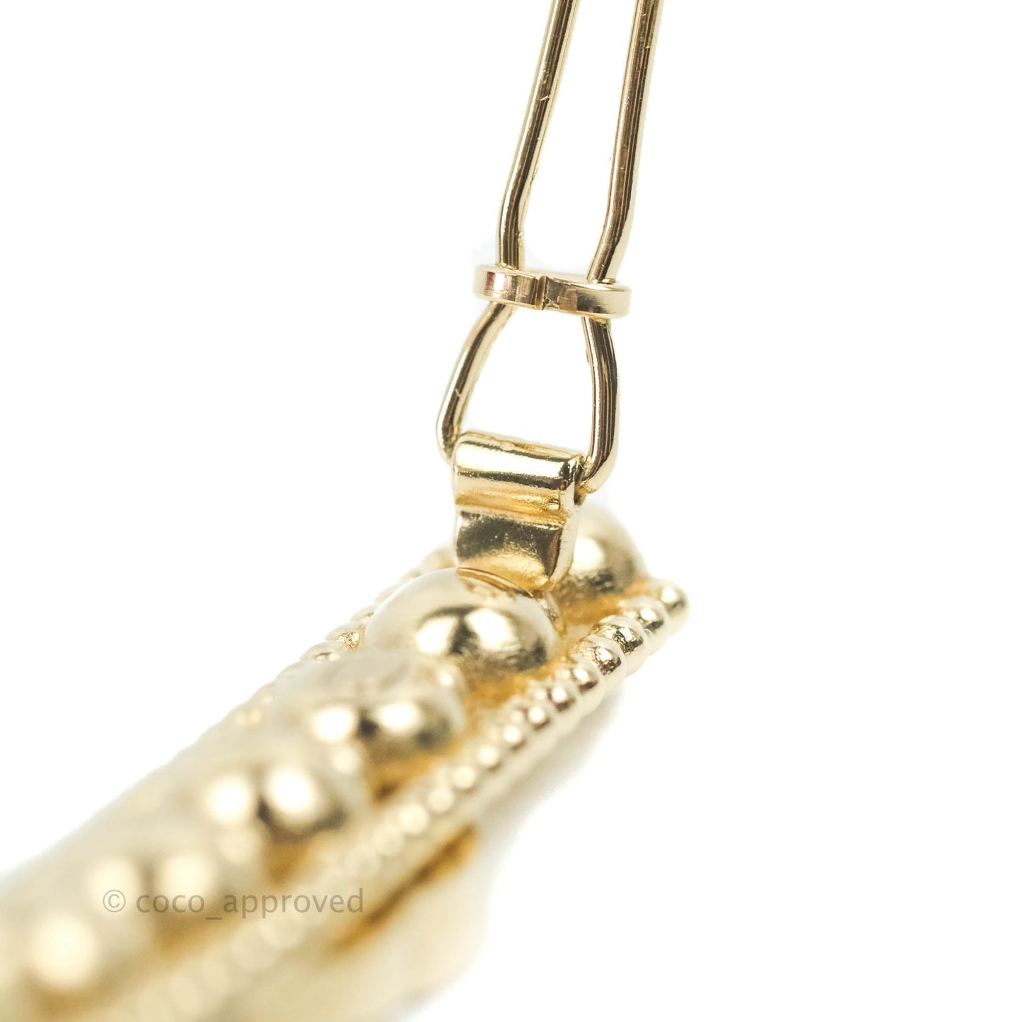 Chanel Crystal Chain CC Hair Clip Barrette Gold