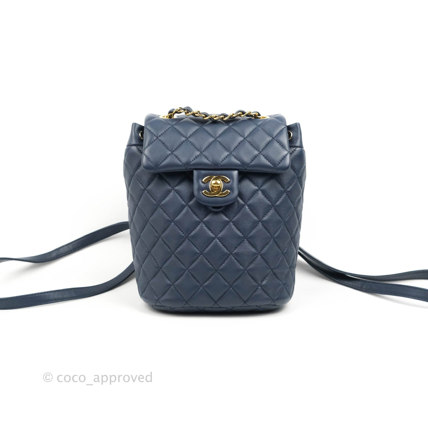 Chanel Mini Navy Calfskin Urban Spirit Backpack ⁣⁣⁣⁣⁣⁣⁣⁣⁣⁣⁣⁣⁣⁣Gold Hardware