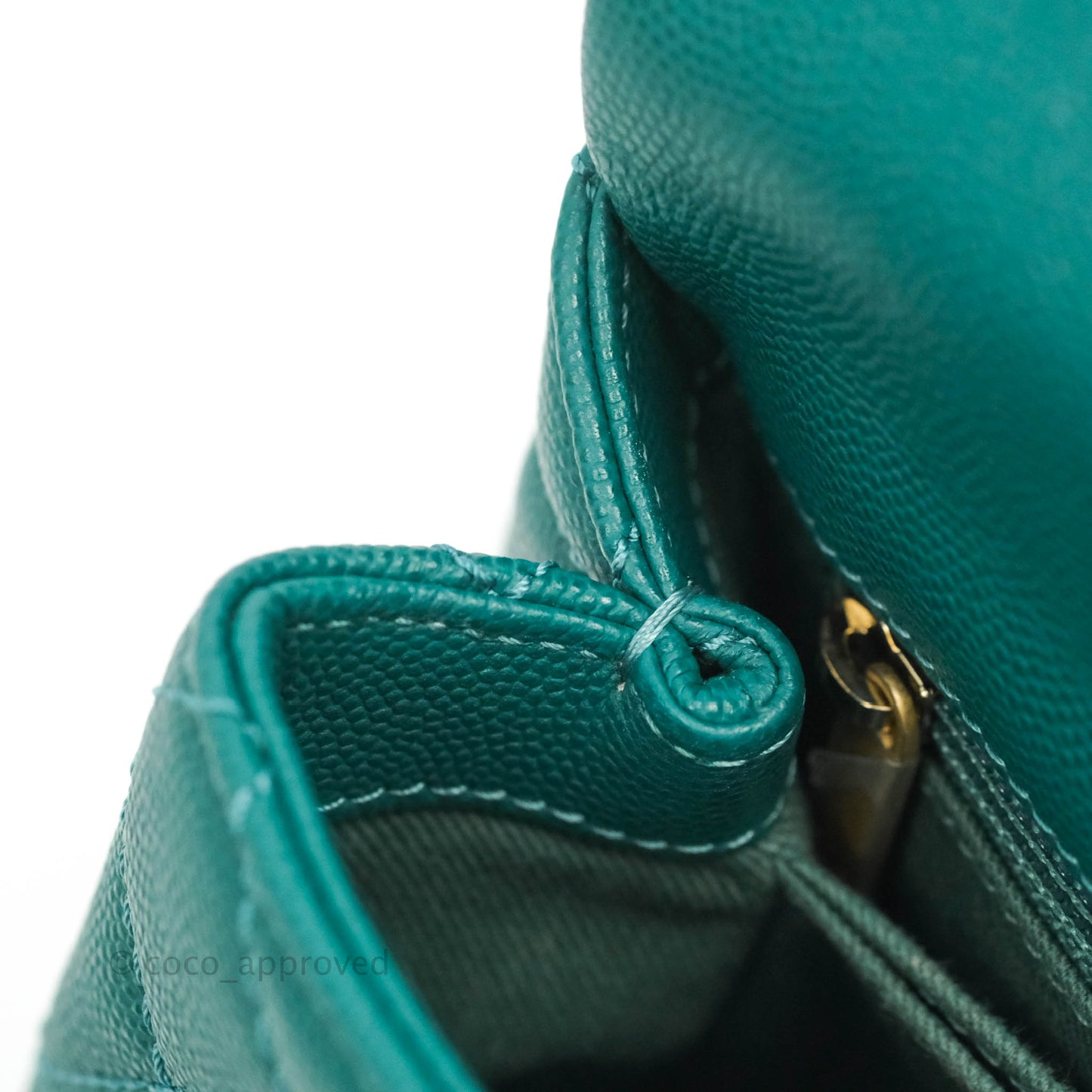 Chanel Small Quilted Coco Handle Teal Green Caviar Gold Hardware