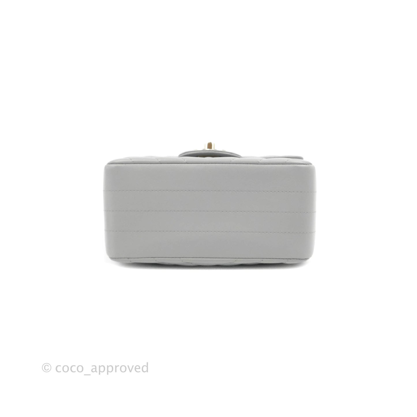 Chanel Mini Square Chevron Grey Lambskin Gold Hardware