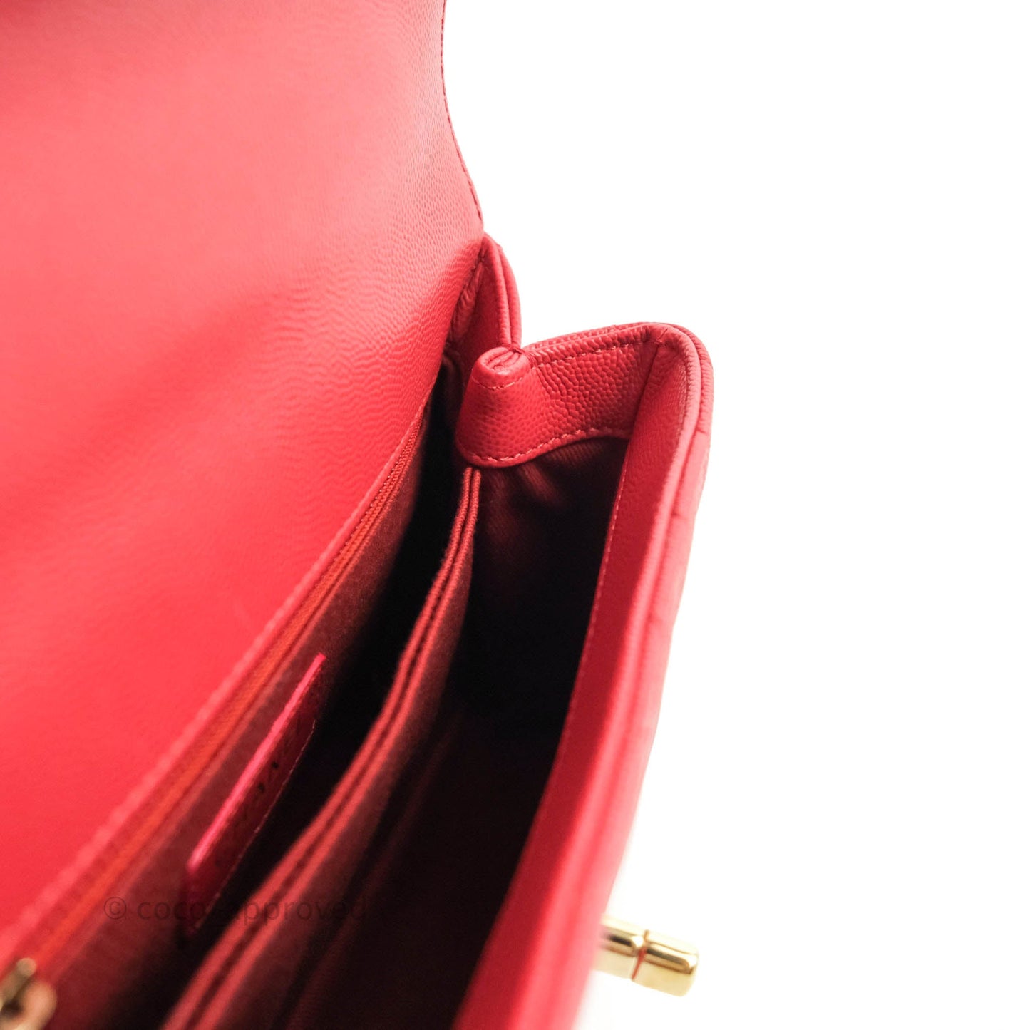 Chanel Small Coco Handle Chevron Red Caviar Gold Hardware 20P