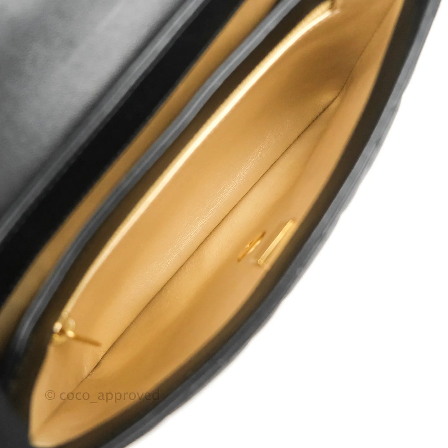 Chanel Quilted Small Flap Bag with CC Crystal Logo Handle Black Lambskin Aged Gold Hardware