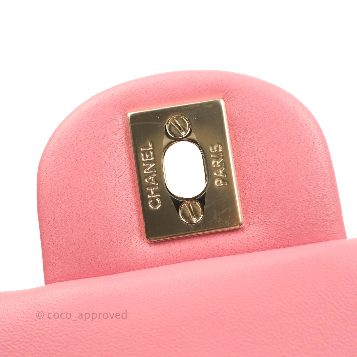 Chanel Top Handle Mini Rectangular Flap Bag Pink Lambskin Gold Hardware