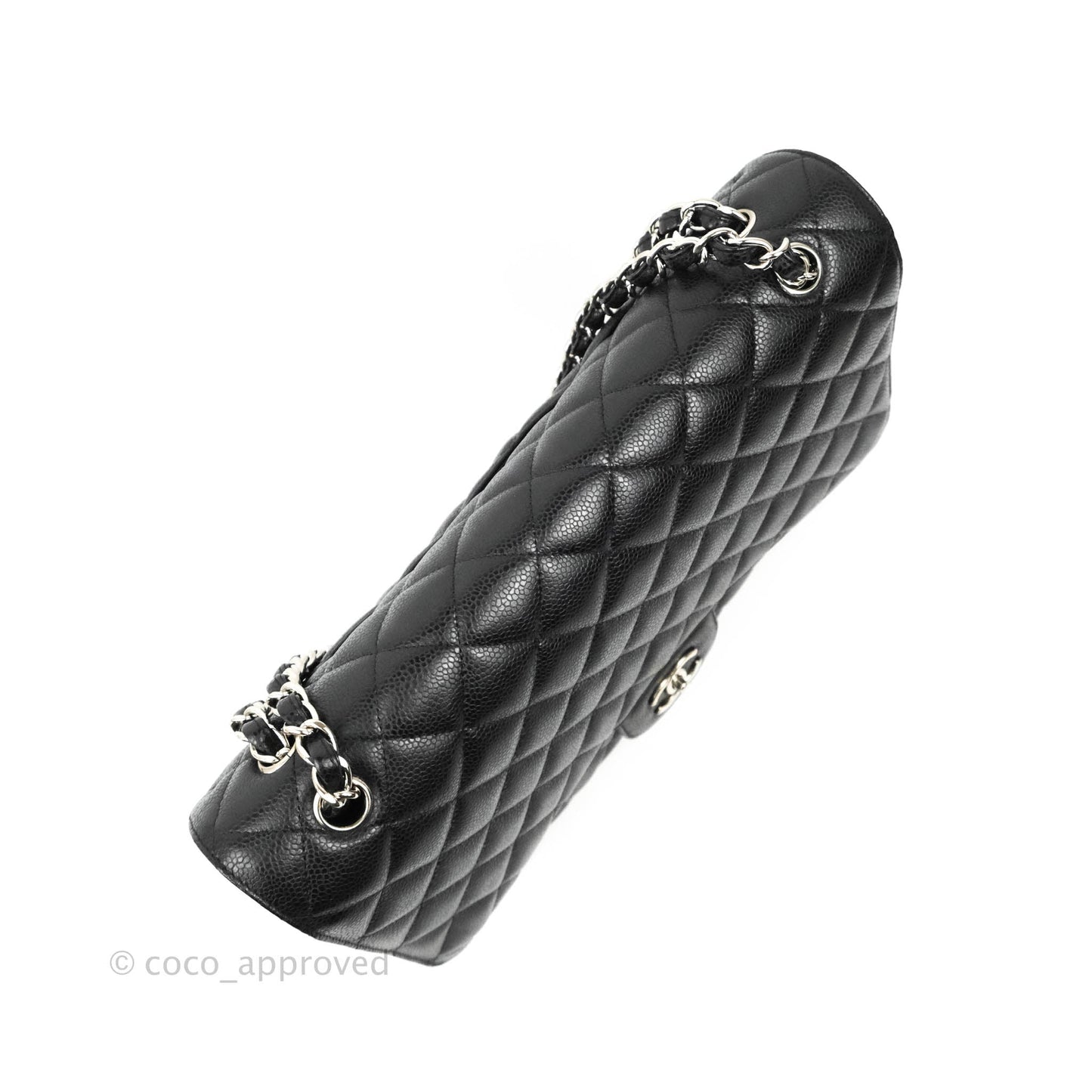 Chanel Quilted Single Flap Maxi Black Caviar Silver Hardware