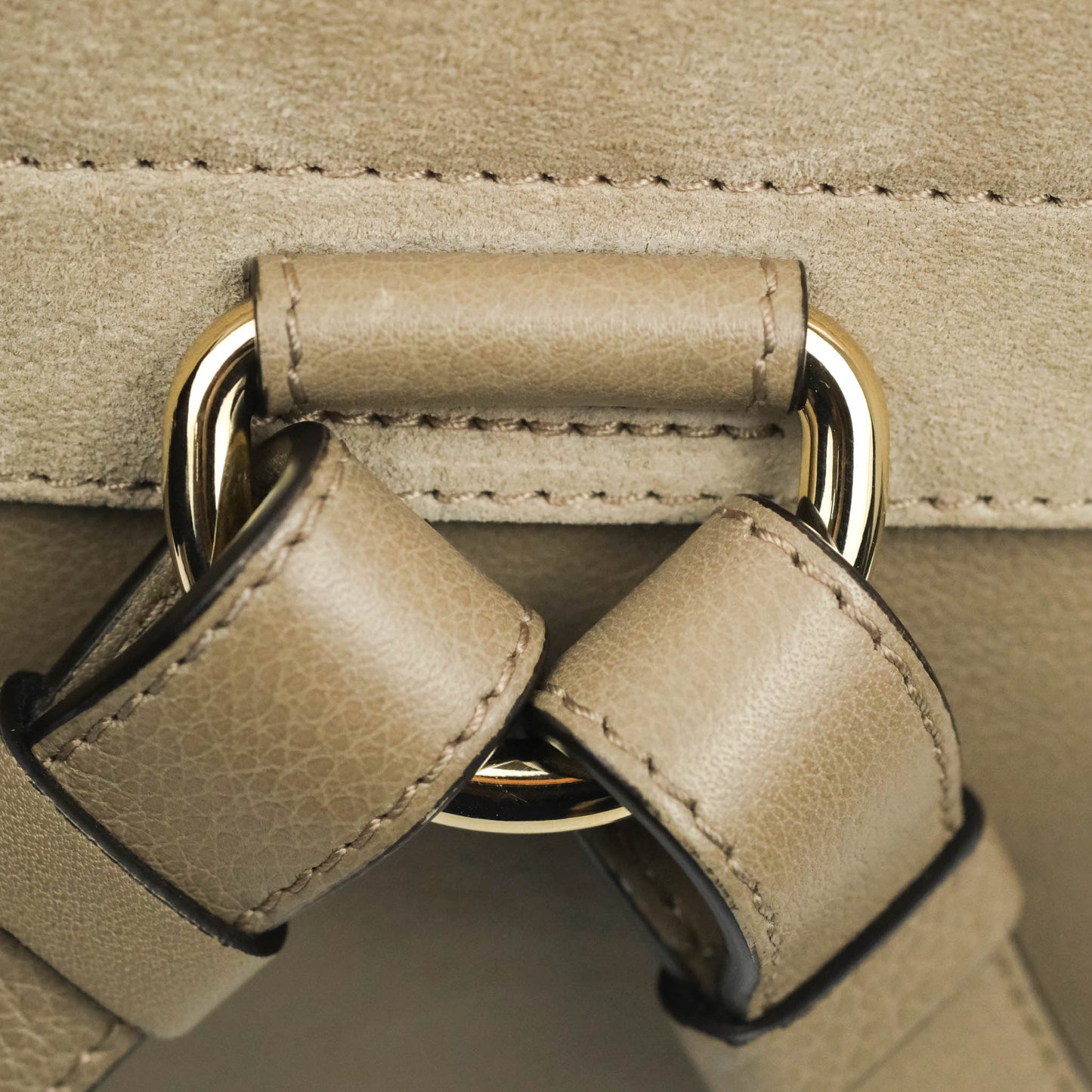 Chloe Small Faye Backpack Suede Calfskin Motty Grey Gold Hardware