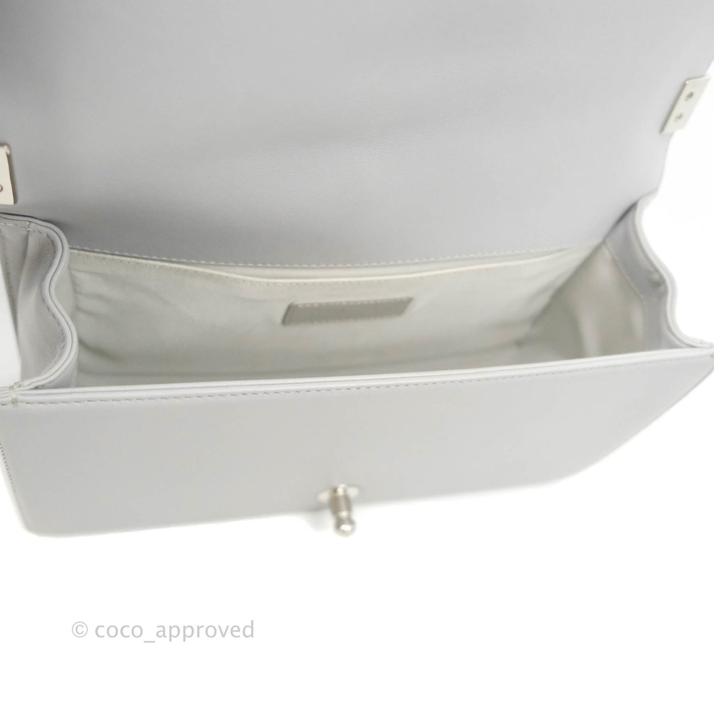 Chanel Quilted Medium Boy Grey Lambskin Silver Hardware