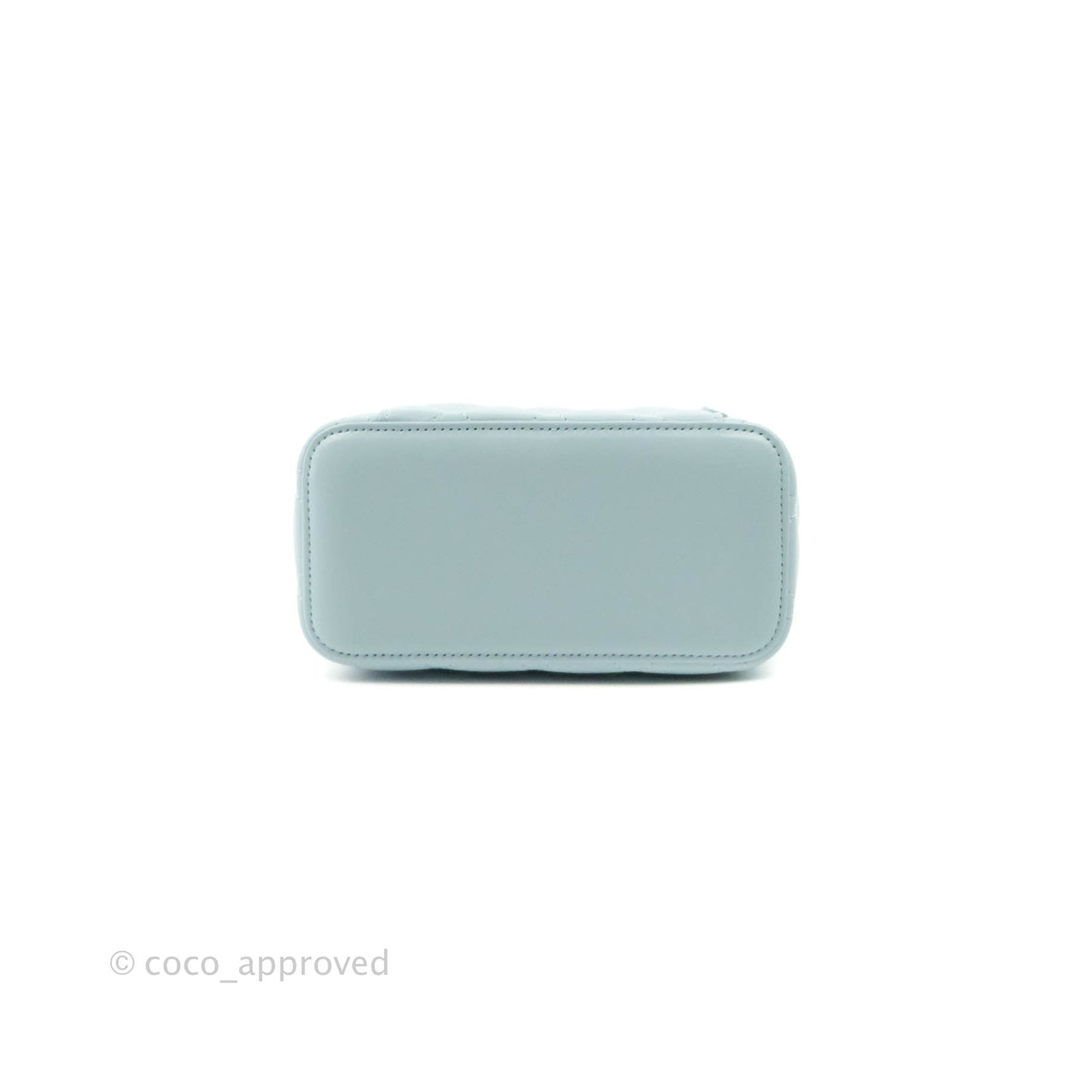 Chanel Vanity Rectangular Top Handle Light Blue Lambskin Gold Hardware