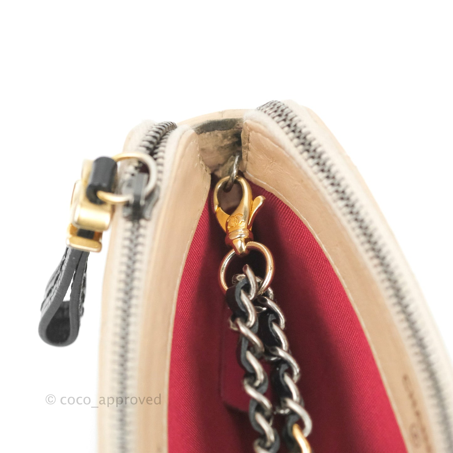 Chanel Gabrielle Clutch With Chain Aged Calfskin Beige/ Black Mixed Hardware