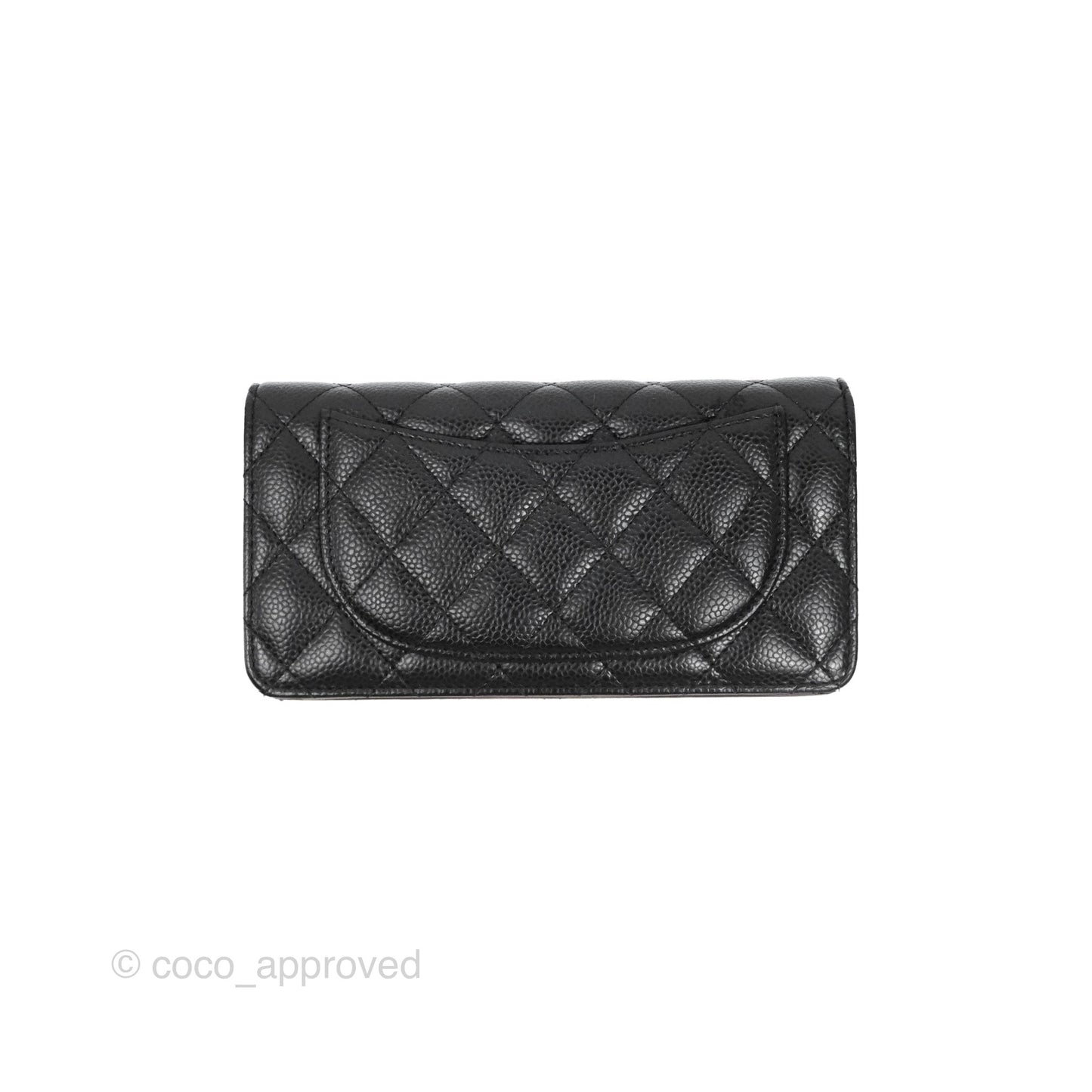 Chanel Quilted Yen Wallet Black Caviar Gold Hardware