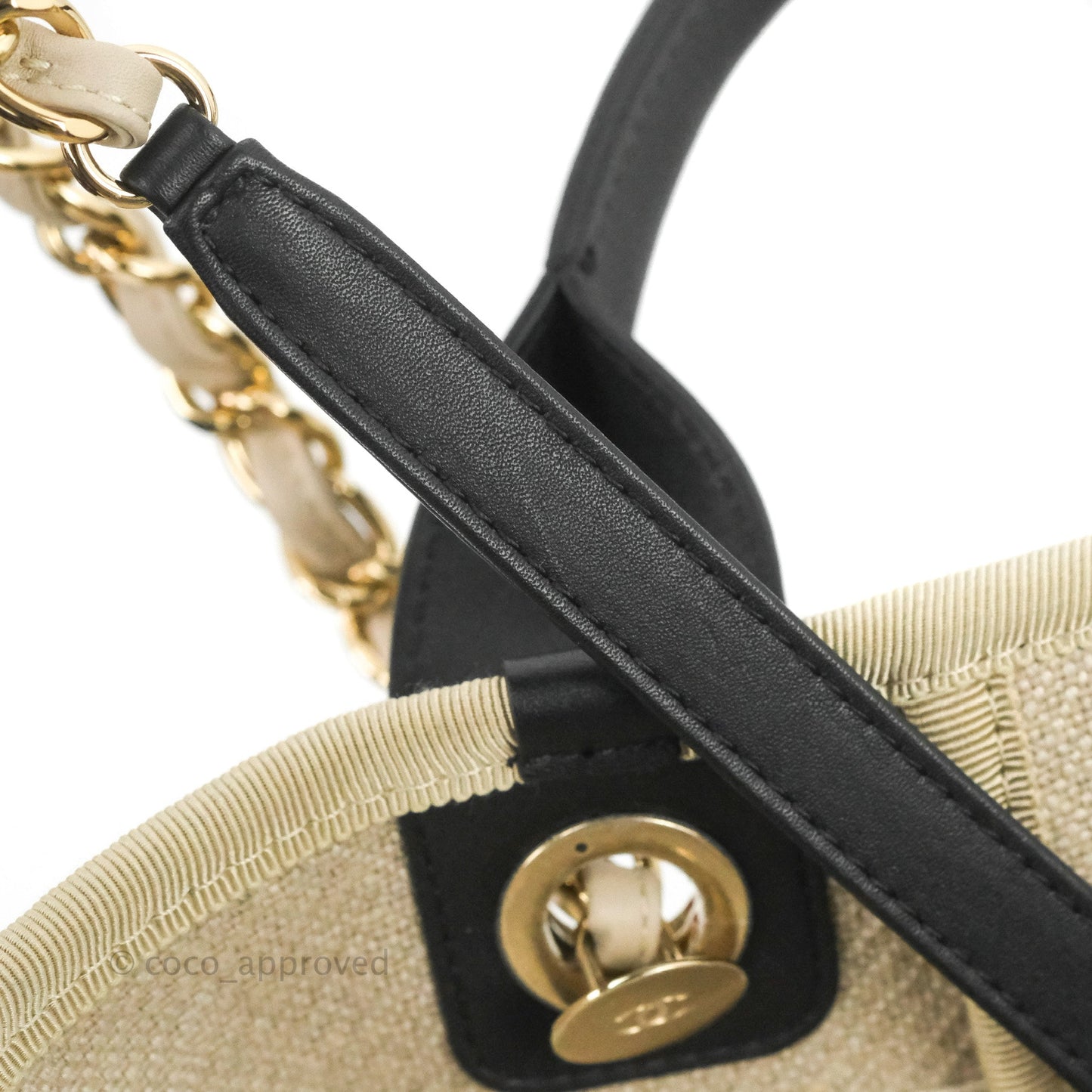 Chanel Large Deauville Black/Taupe Canvas