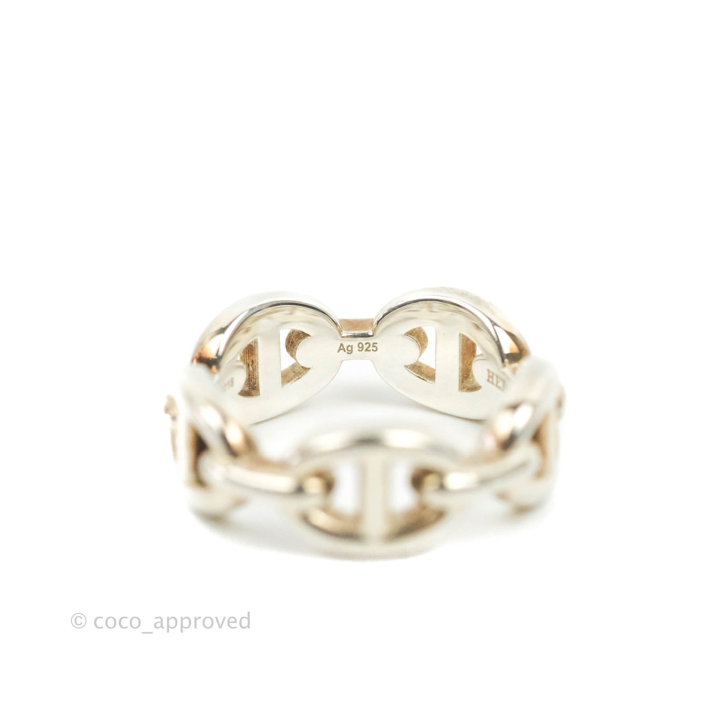 Hermès Sterling Silver PM Chaine d'Ancre Enchainee Band Ring 51