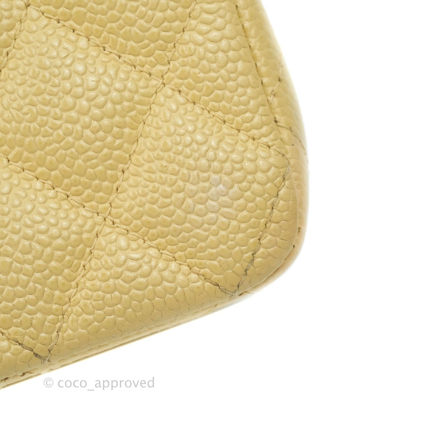 Chanel Vintage Classic M/L Medium Double Flap Bag Beige Caviar 24K Gold Hardware