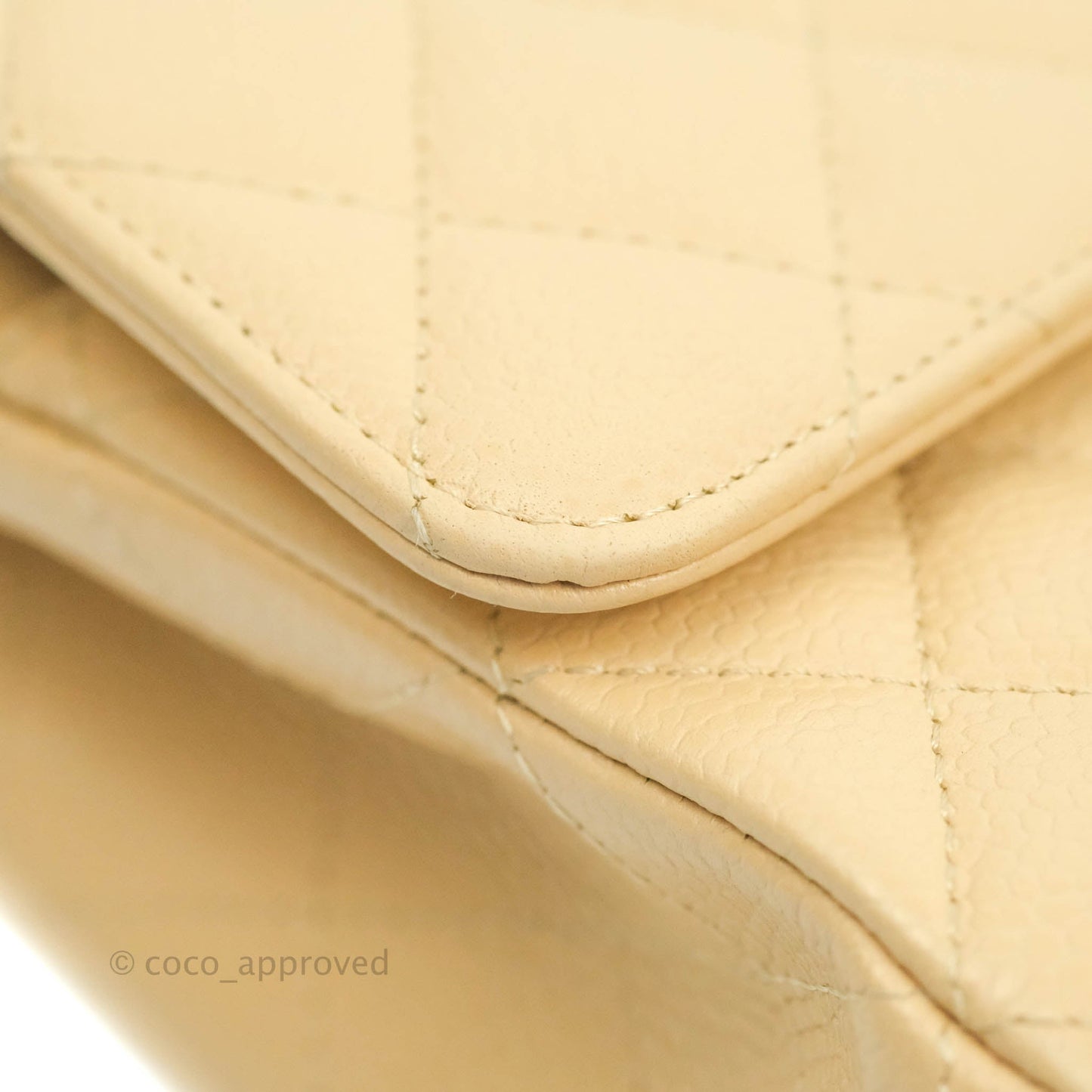 Chanel Classic M/L Medium Flap Quilted Beige Caviar Silver Hardware