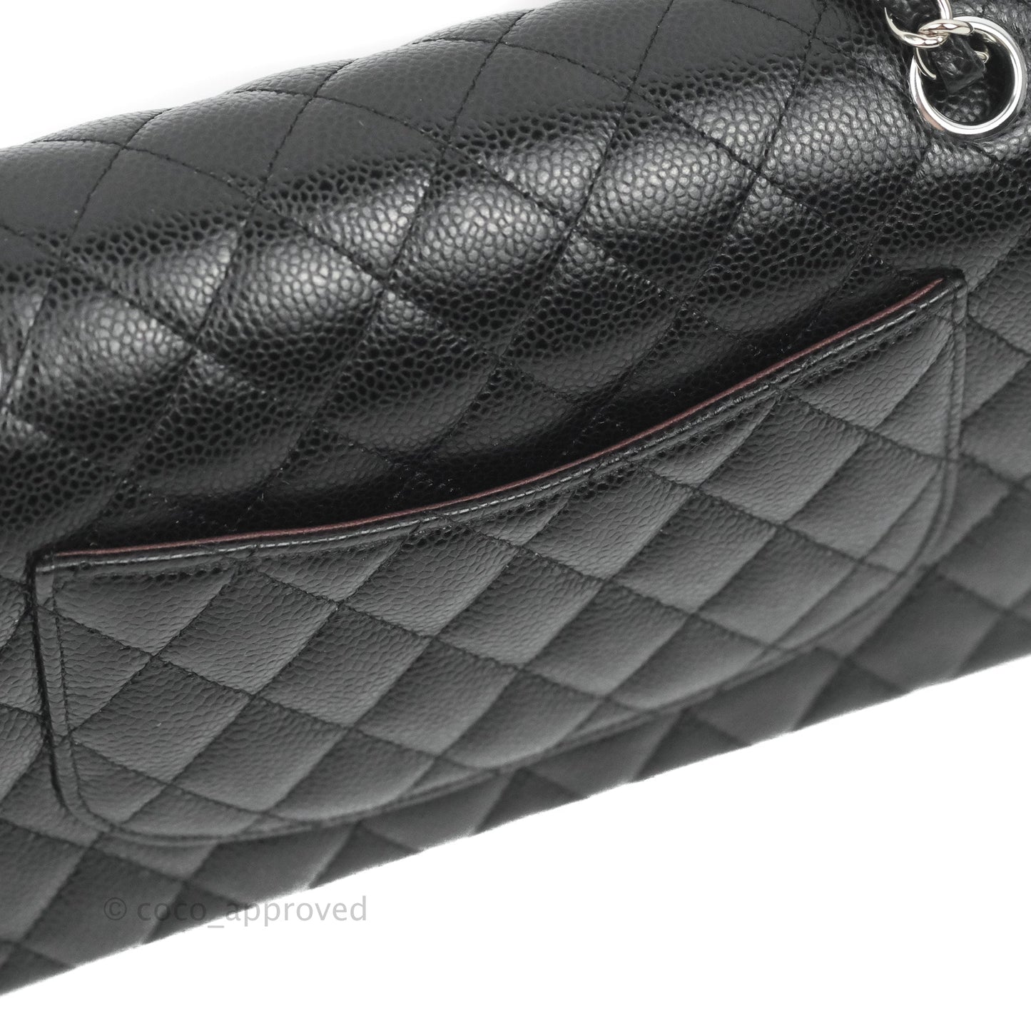 Chanel Classic M/L Medium Flap Quilted Black Caviar Silver Hardware