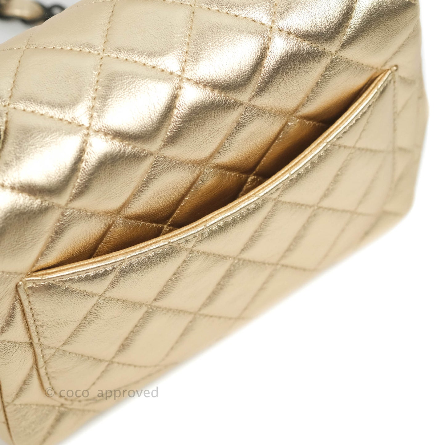 Chanel Mini Square Quilted Gold Calfskin Black Hardware