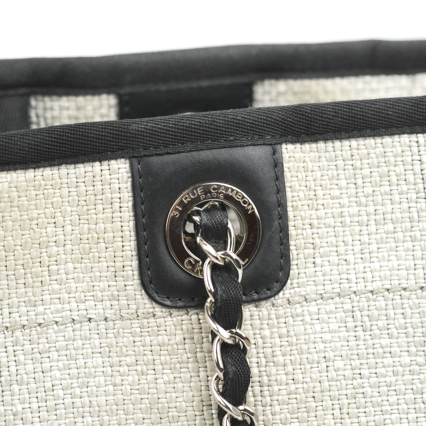 Chanel Medium Deauville Tote Light Grey Canvas