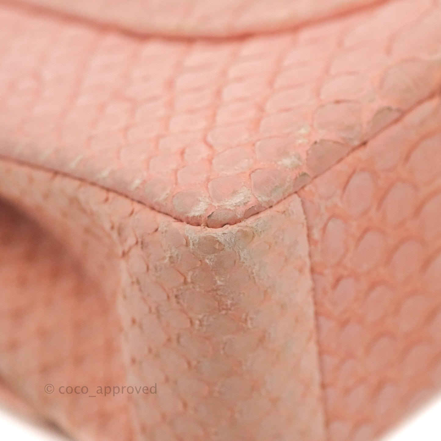 Chanel Classic M/L Medium Flap Quilted Pink Python Silver Hardware