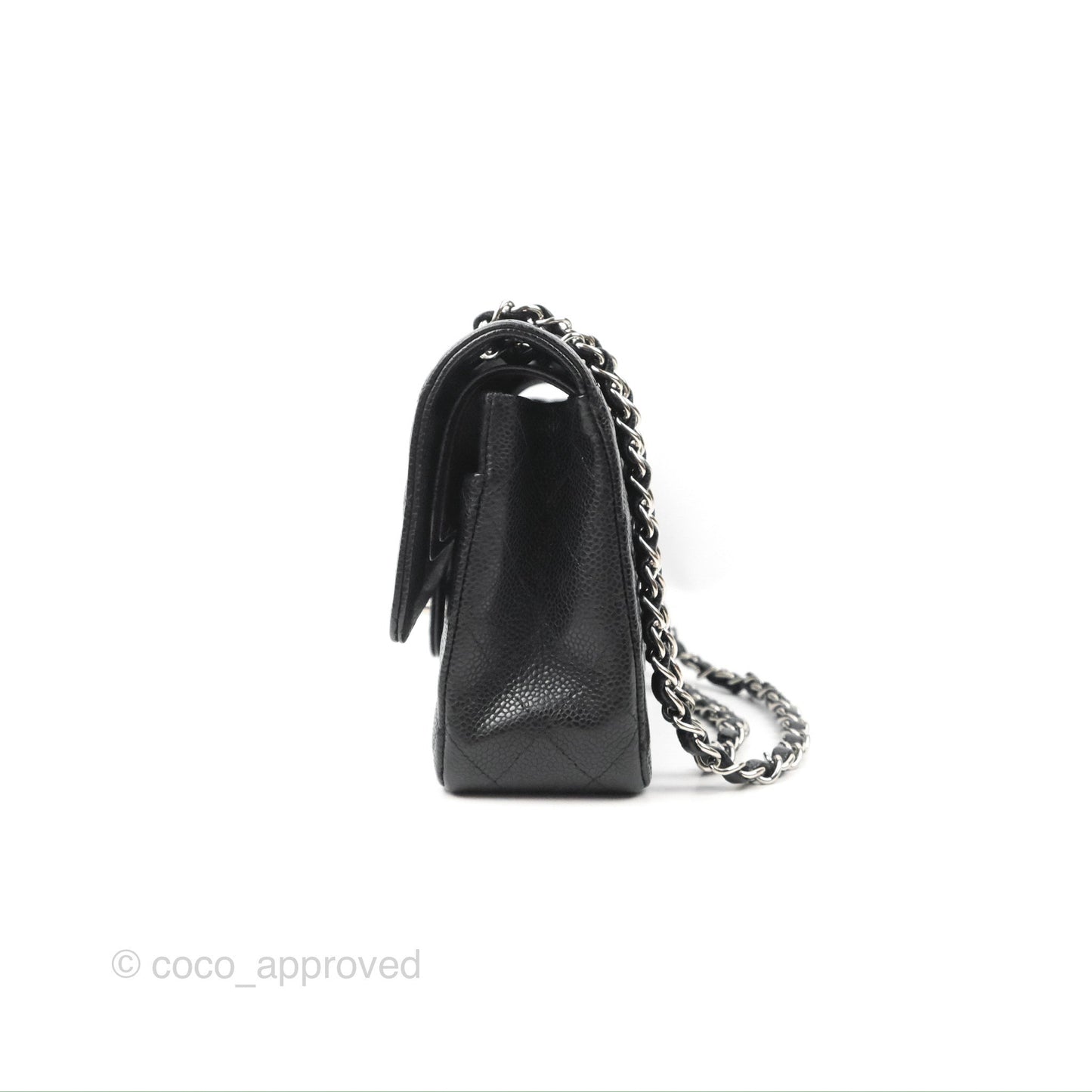 Chanel Classic M/L Medium Flap Quilted Black Caviar Silver Hardware