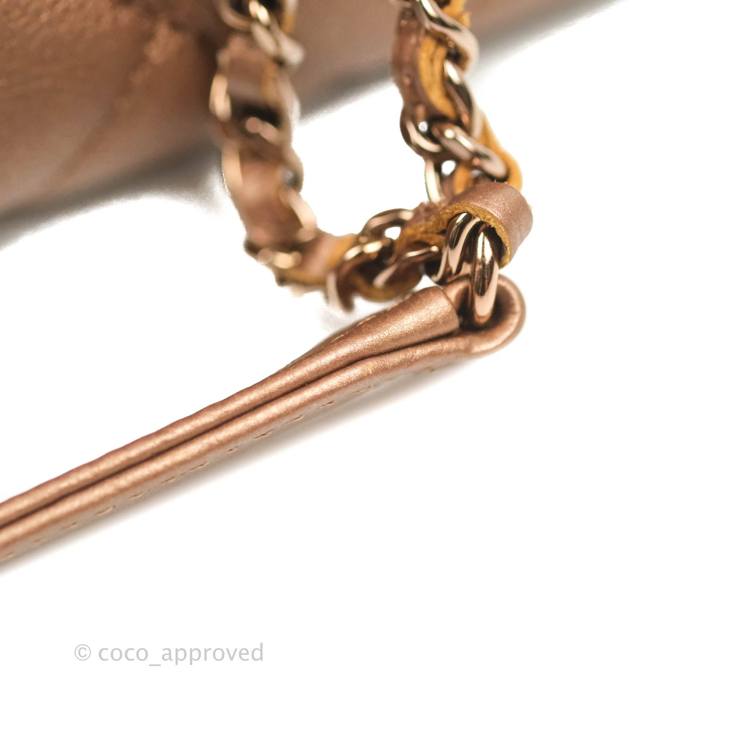 Chanel Iridescent Goatskin Quilted Small CC Eyelet Tote Copper Rose Gold