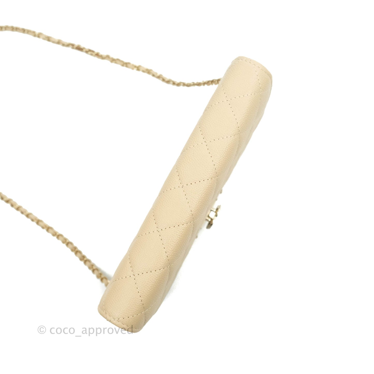 Chanel Quilted Golden Class Wallet on Chain WOC Light Beige Caviar Gold Hardware
