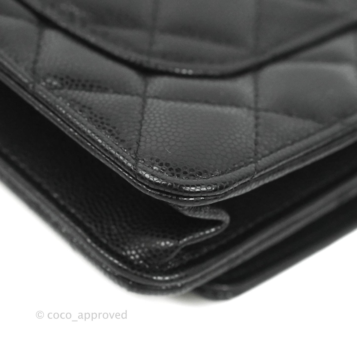 Chanel Quilted Gold CC Coin Wallet on Chain WOC Black Caviar Gold Hardware