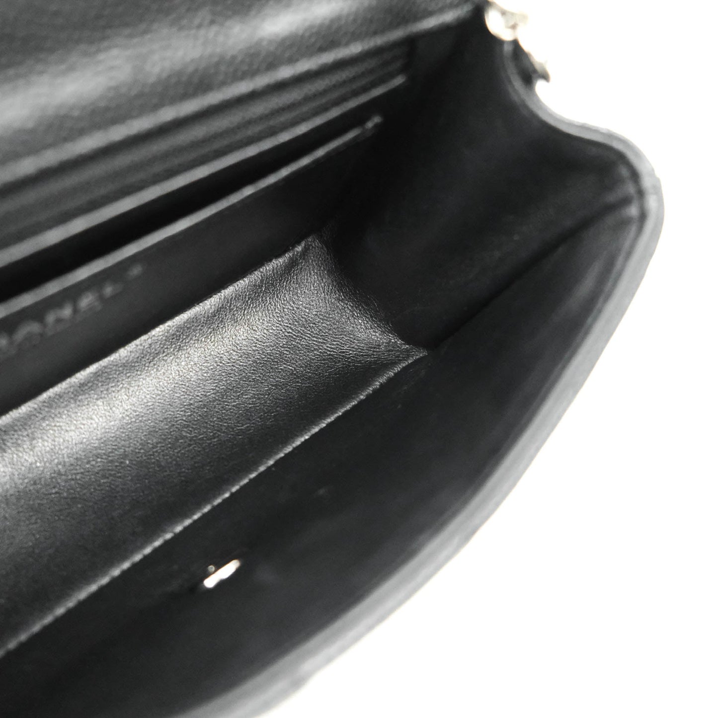 Chanel Quilted Mini Rectangular Flap Black Caviar Silver Hardware 18S