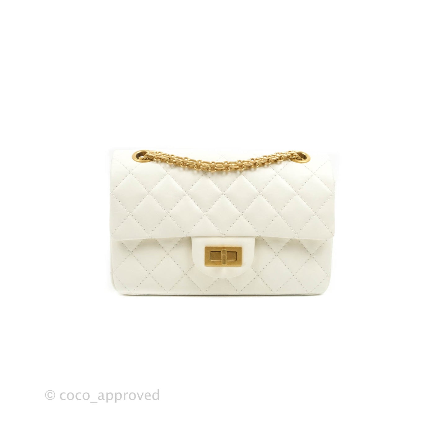 Chanel Mini Reissue 224 White Aged Calfskin Gold Hardware