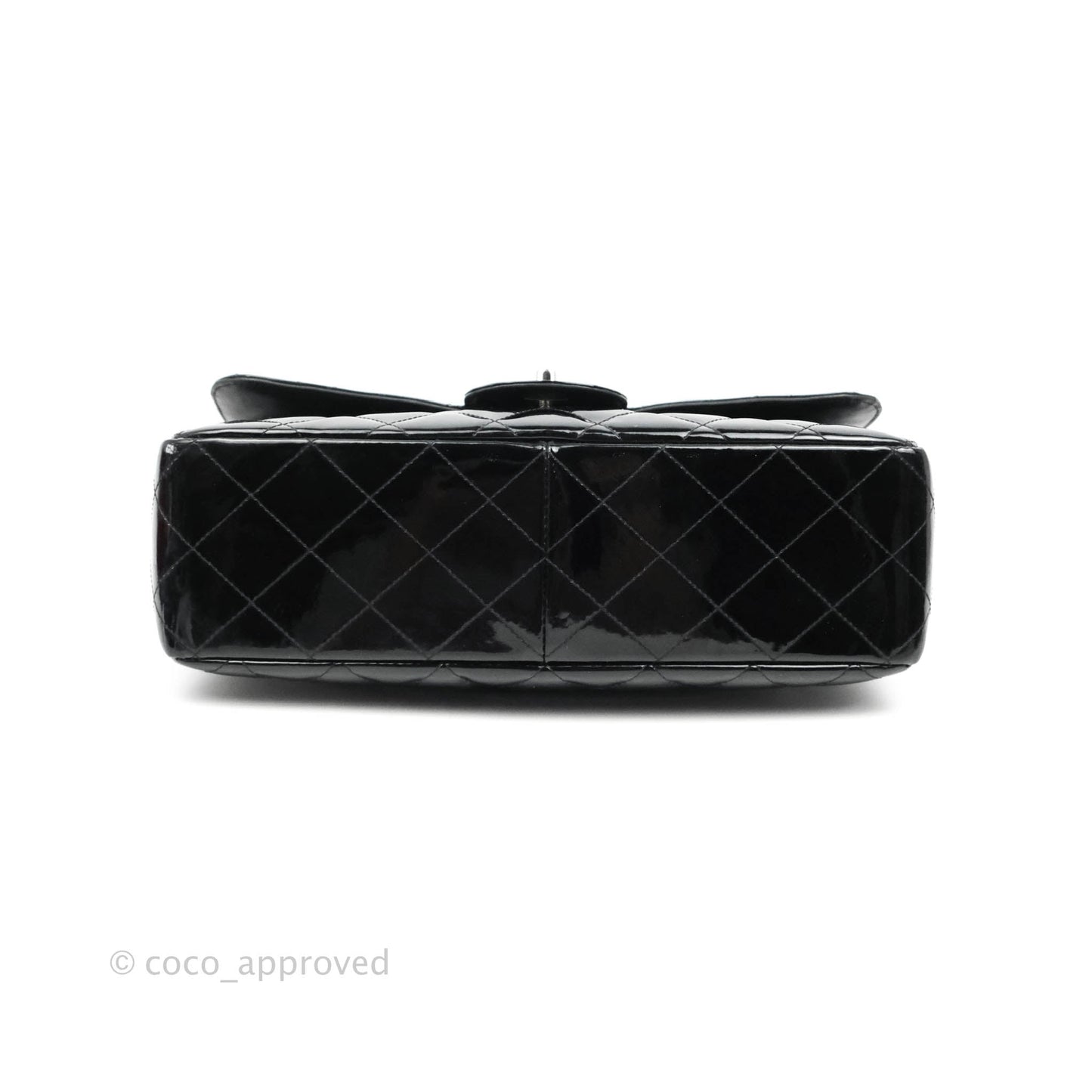 Chanel Jumbo Single Flap Black Patent Silver Hardware⁣⁣