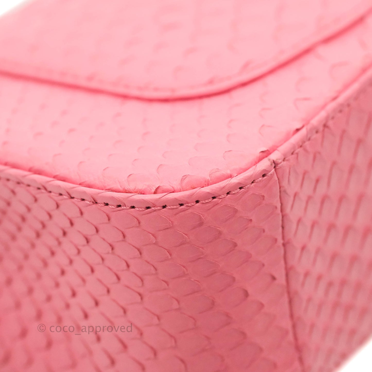 Chanel Quilted Mini Rectangular Python Pink Silver Hardware