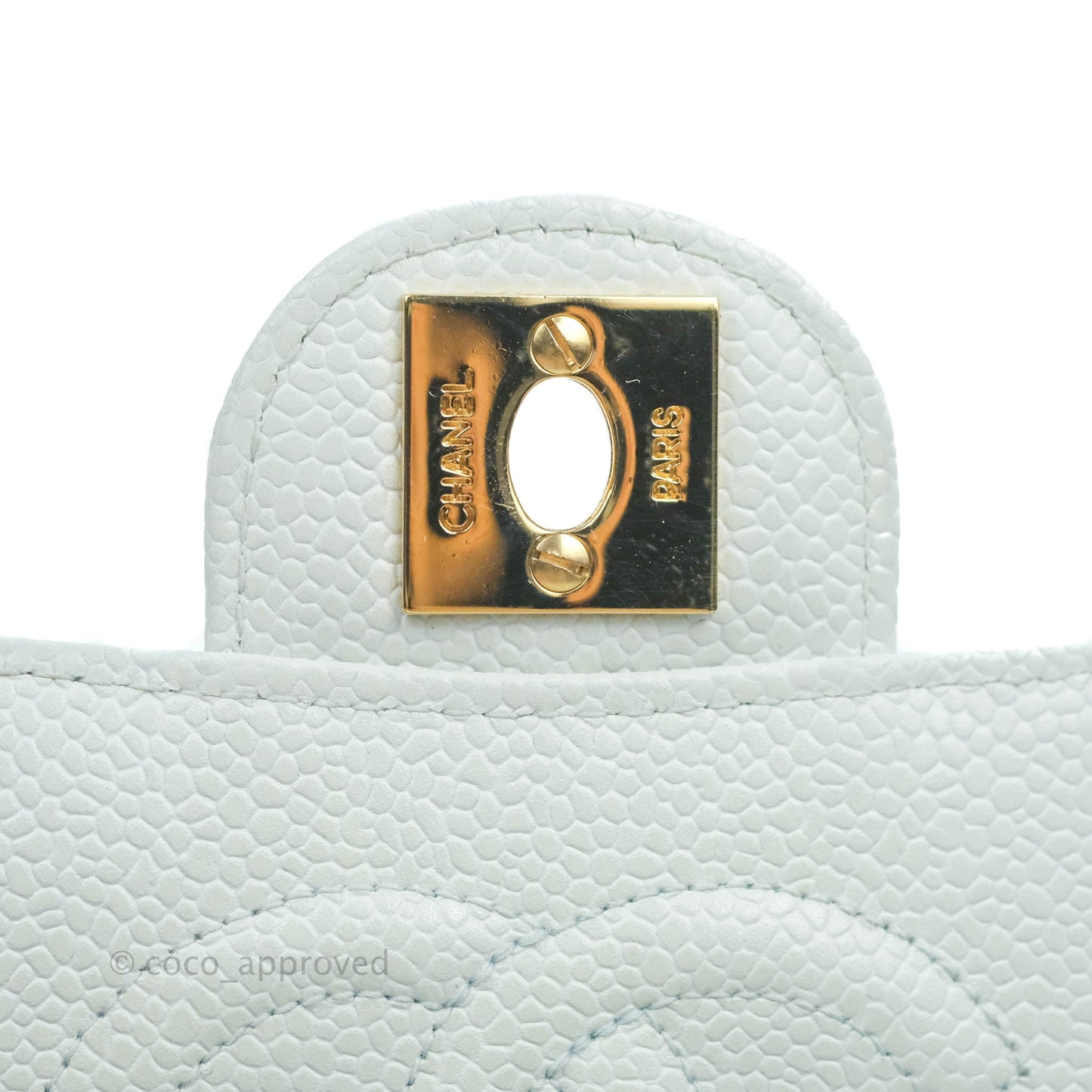 Chanel Quilted Vintage Mini Square Flap Light Blue Caviar 24K Gold Hardware