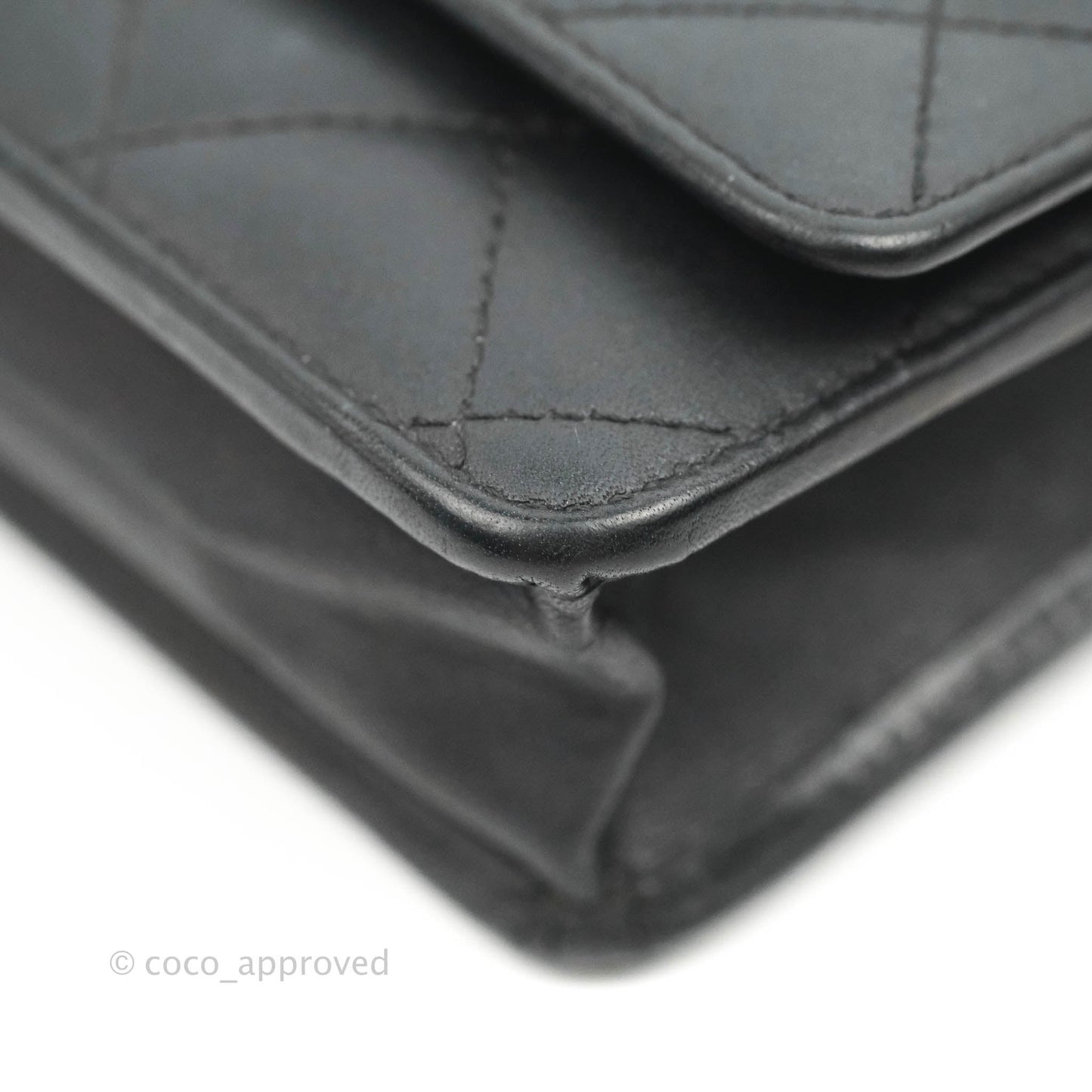Chanel Calfskin Quilted Cambon Wallet on Chain WOC Black Silver Hardware