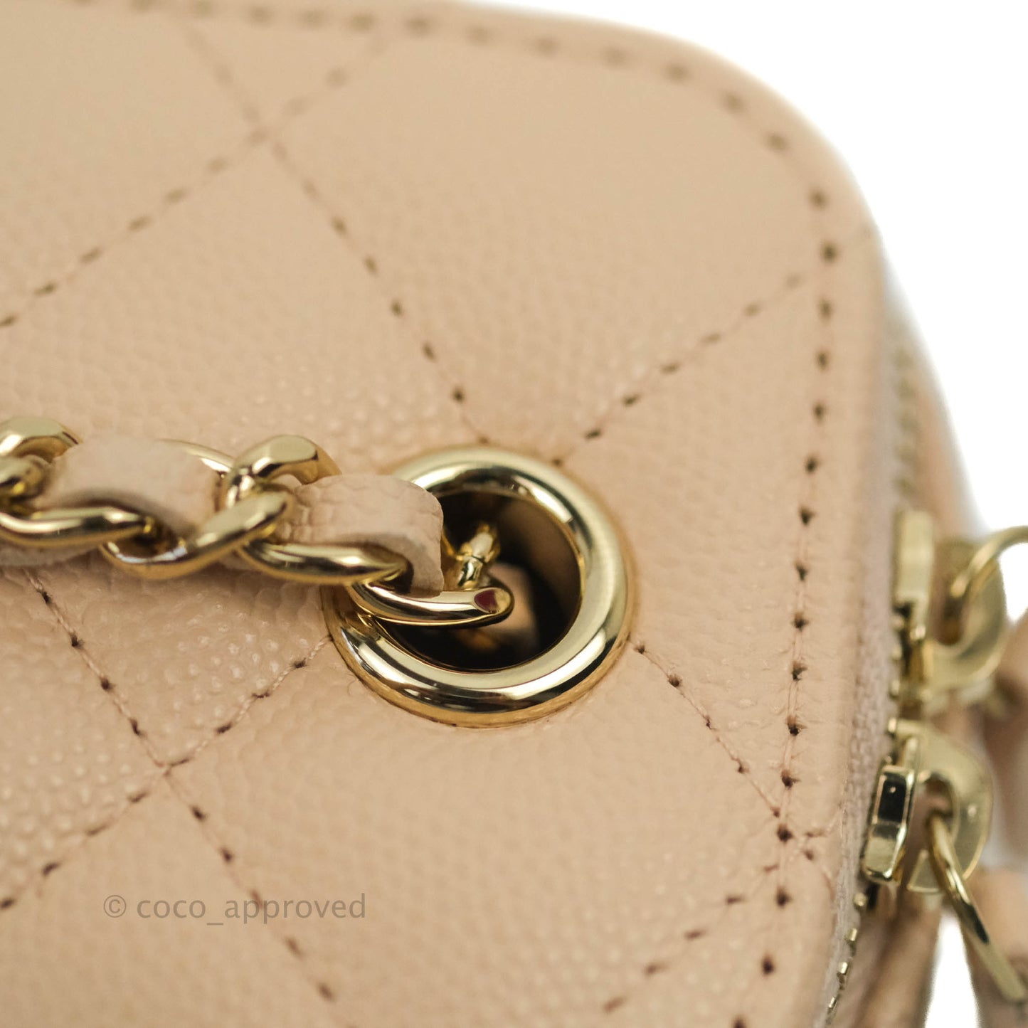 Chanel Classic Mini Vanity With Chain Light Beige Caviar Gold Hardware