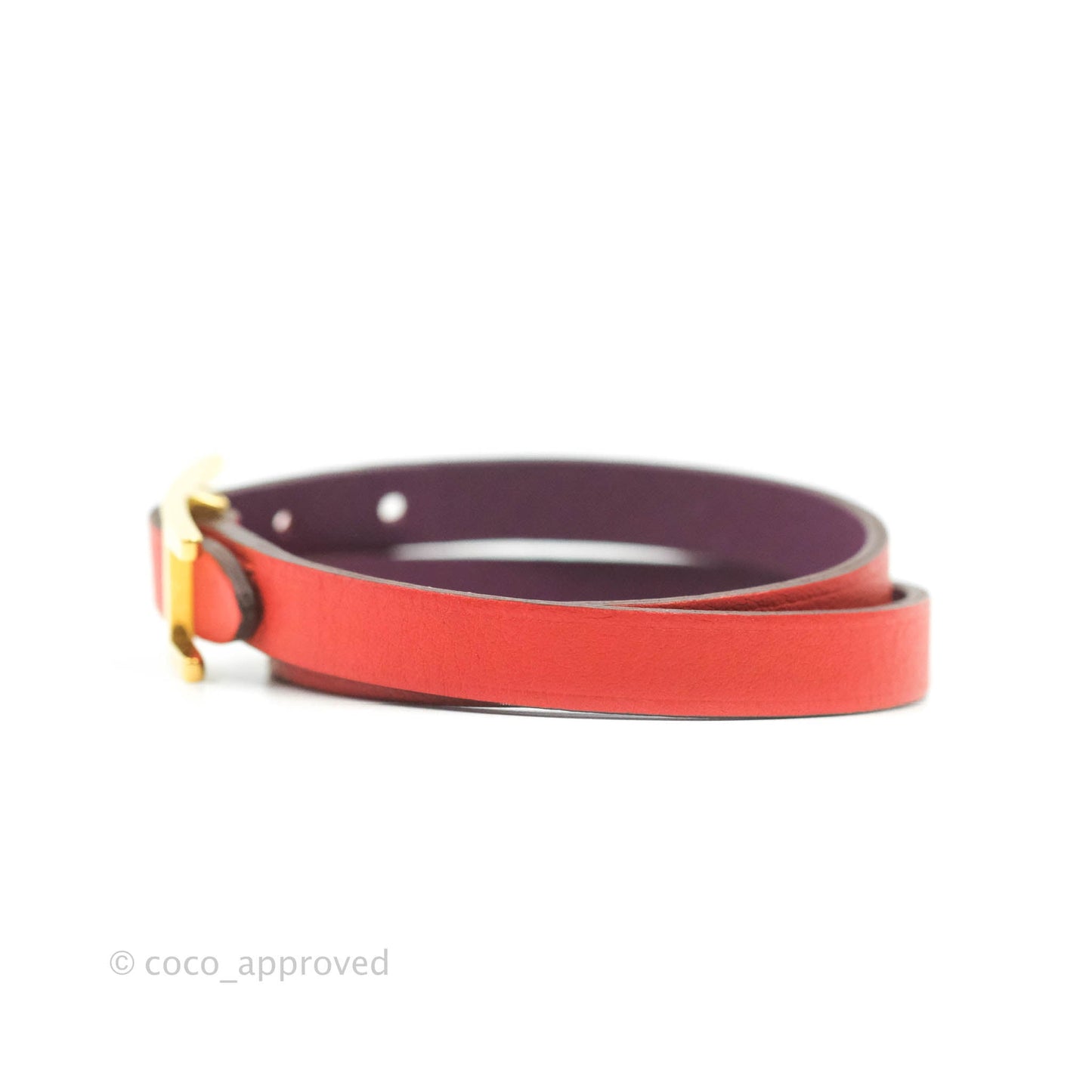 Hermès Veau Behapi Single Tour Bracelet Red/Purple