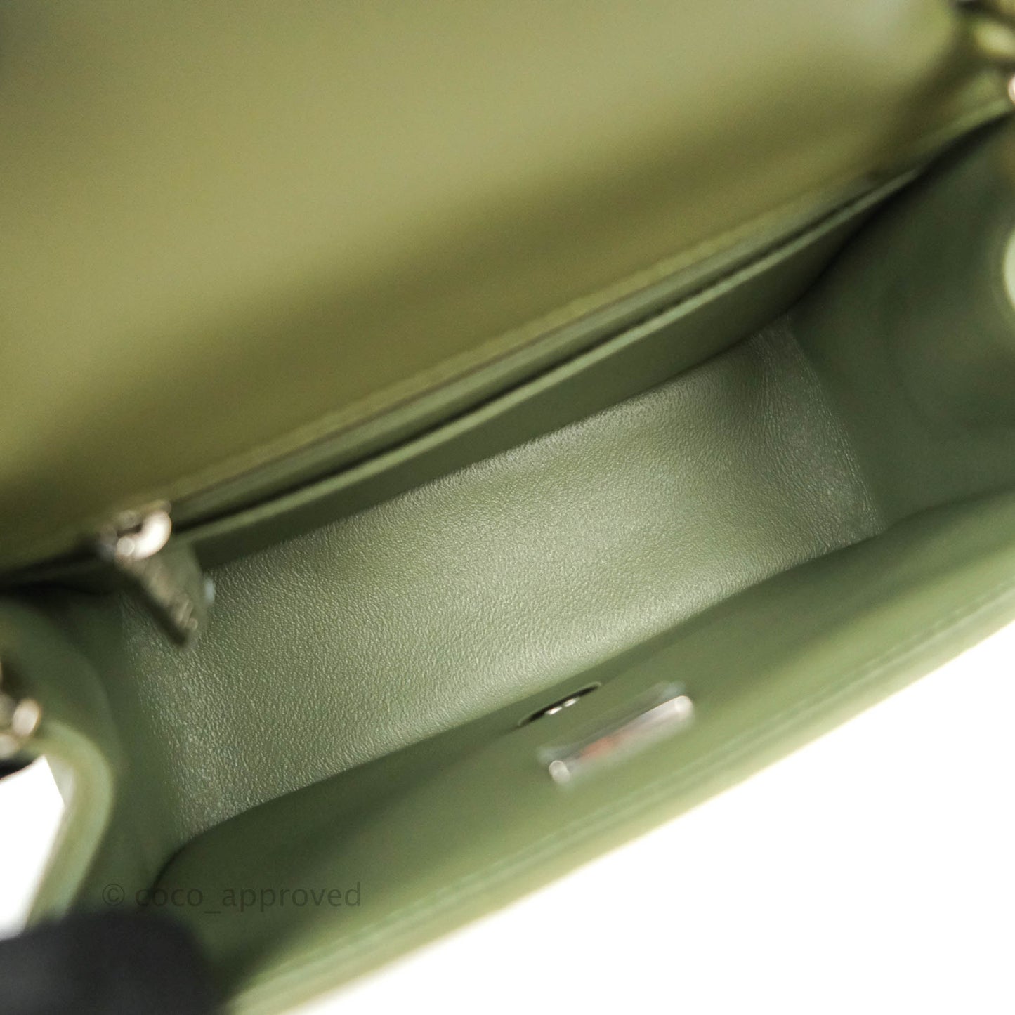 Chanel Quilted Mini Square Olive Green Lambskin Silver Hardware 21B