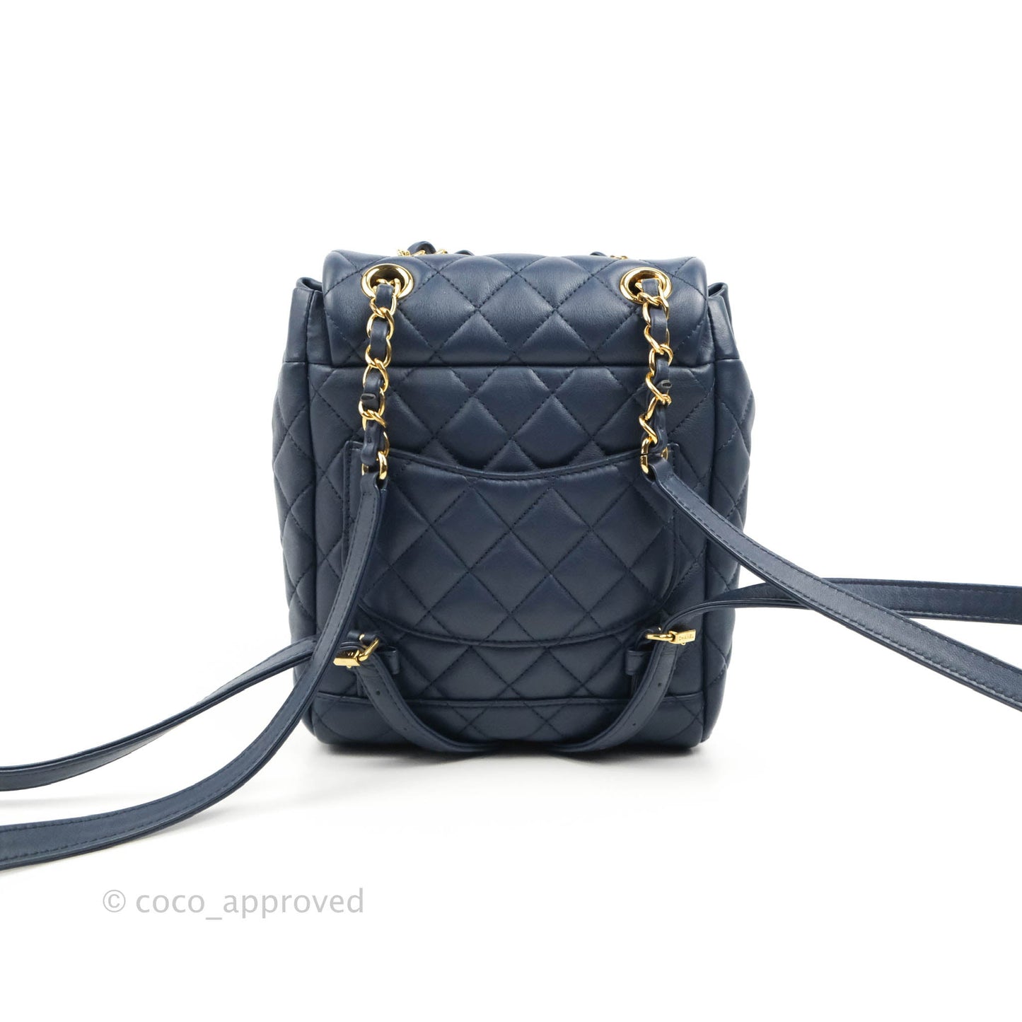Chanel Mini Navy Calfskin Urban Spirit Backpack ⁣⁣⁣⁣⁣⁣⁣⁣⁣⁣⁣⁣⁣⁣Gold Hardware