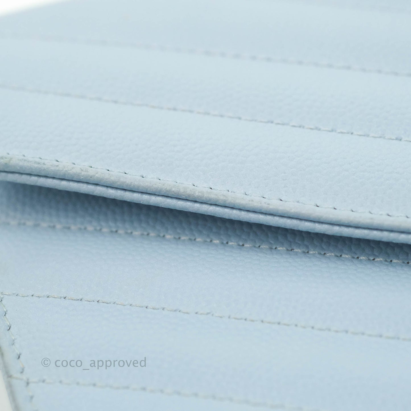 Saint Laurent Wallet on Chain Light Blue Grained Leather Silver Hardware