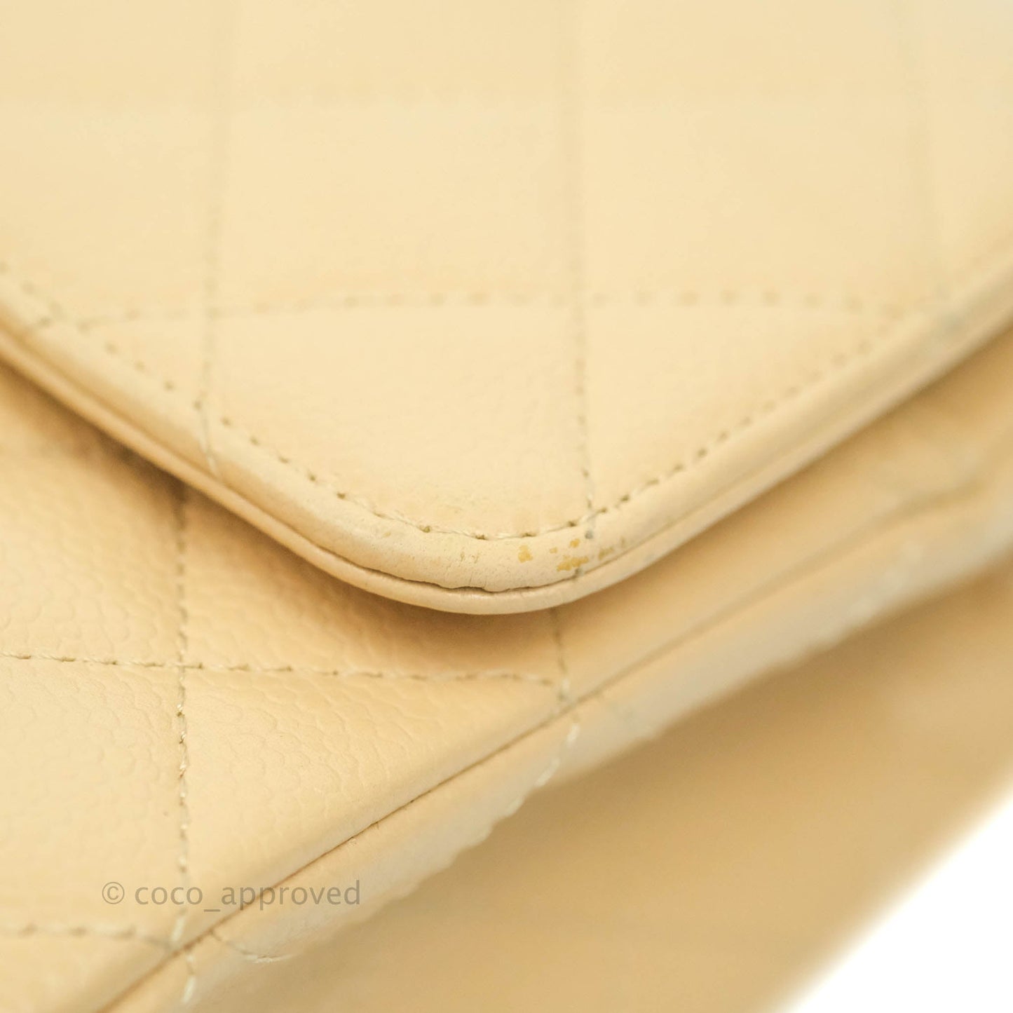 Chanel Classic M/L Medium Flap Quilted Beige Caviar Silver Hardware