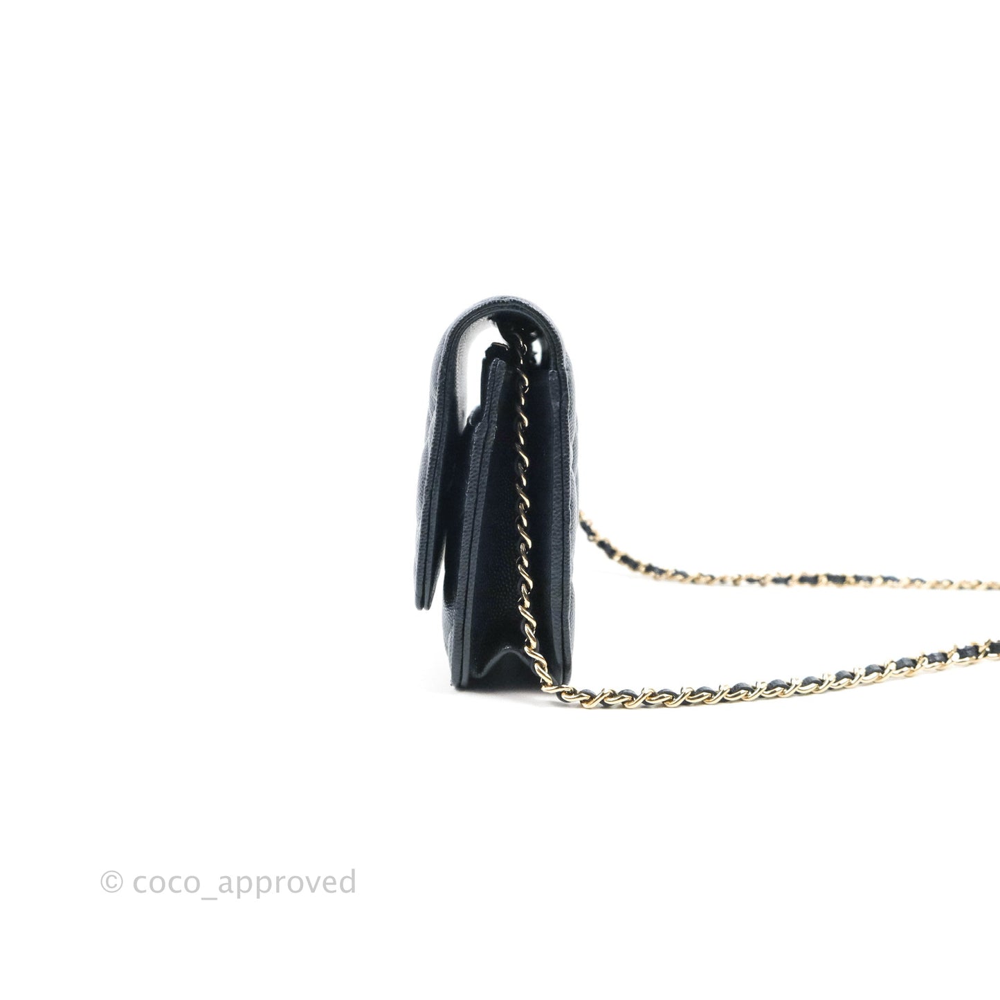 Chanel Quilted Classic Wallet on Chain WOC Navy Caviar Gold Hardware
